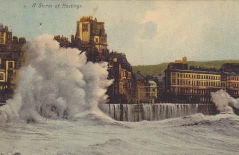 Pre 1918 postcard of A Storm at Hastings