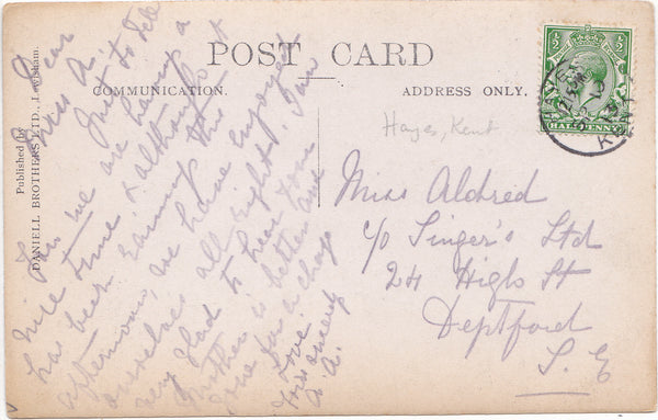 1913 REAL PHOTO POSTCARD, POSTMARKED HAYES, KENT (ref 6199/21/G5)
