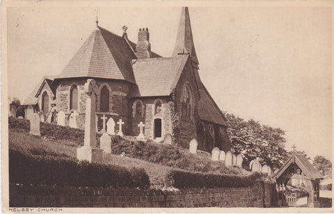 HELSBY CHURCH, CHESHIRE - OLD POSTCARD 