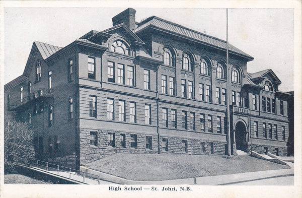 Old postcard of High School, St John, N.B. Canada