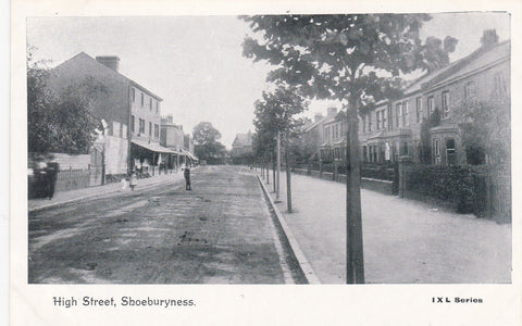 Old postcard of High Street, Shoeburyness in Essex