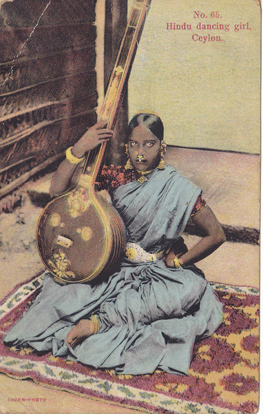 World War One postcard of Hindu Dancing Girl in Ceylon (Sri Lanka)