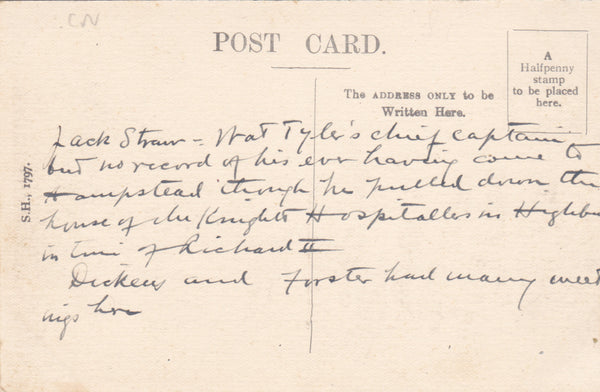JACK STRAW'S CASTLE, HAMPSTEAD HEATH , LONDON - PRE 1918 POSTCARD (ref 6030/19 G11)
