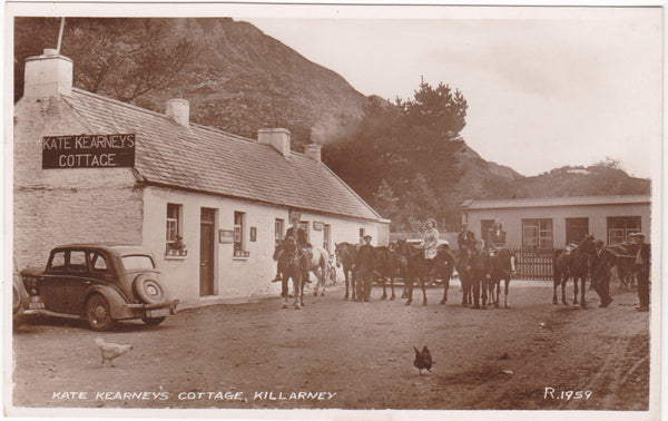 Old real photo postcard of Kate Kearney's Cottage, Killarney