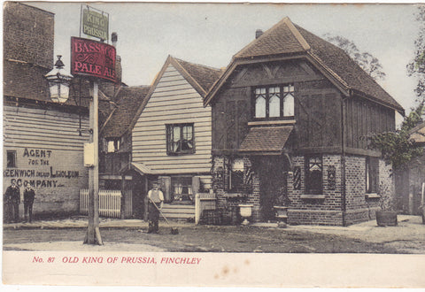 Old postcard of The Old King of Prussia in Finchley, London