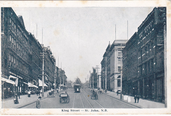 Old postcard of King Street, St John, N.B. Canada