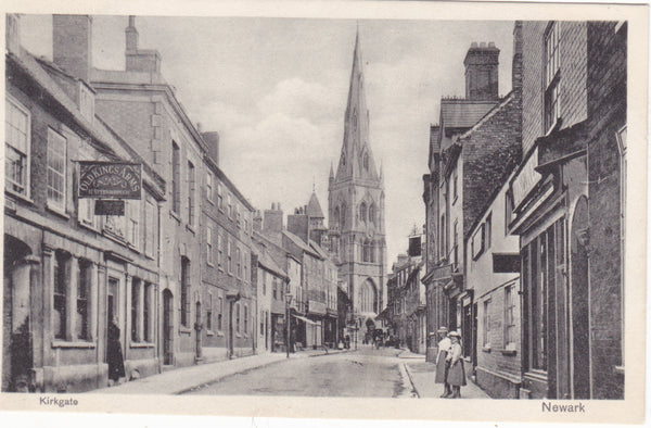 Old postcard of Kirkgate, Newark, in Nottinghamshire