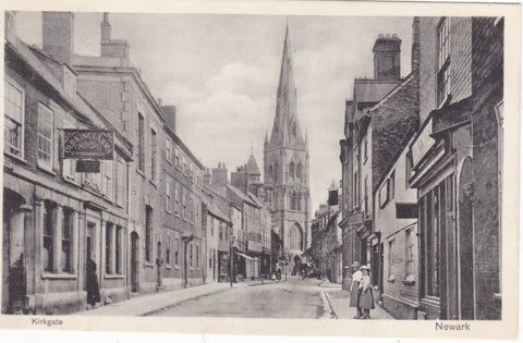 Old postcard of Kirkgate, Newark, in Nottinghamshire