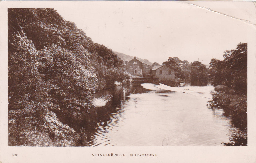 Real photo postcard showing Kirklees Mill, Brighouse