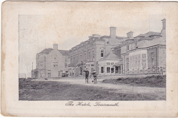 Old  postcard of The Hotels, Lossiemouth - Moray, Scotland