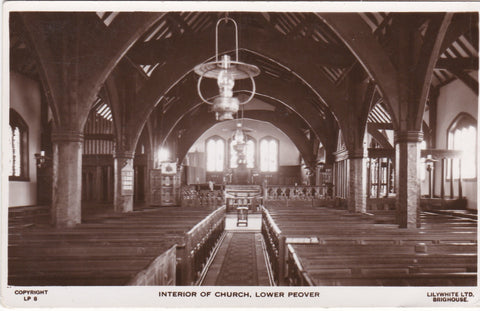 LOWER PEOVER CHURCH INTERIOR - REAL PHOTO CHESHIRE POSTCARD (ref 4178/19)