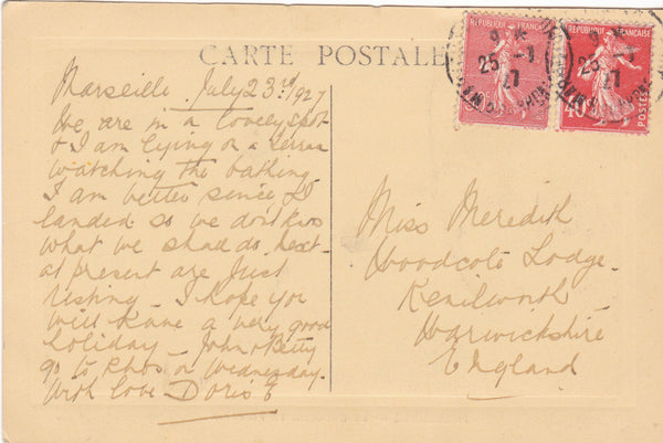 MARSEILLE - LA CORNICHE , LE PROPHETE -1927 POSTCARD (ref 2198)
