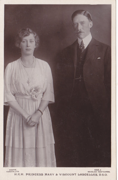 Real photo postcard of HRH Princess Mary and Viscount Lascelles, DSO