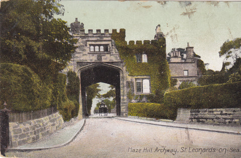 MAZE HILL ARCHWAY, ST LEONARDS-ON-SEA - EARLY 1900s VINTAGE POSTCARD