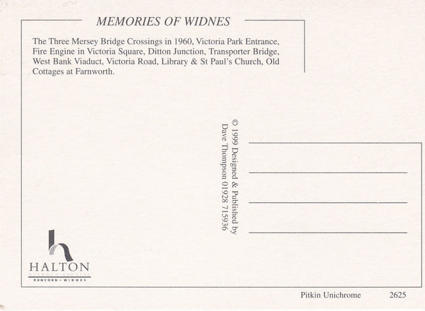 MEMORIES OF WIDNES - REPRODUCTION POSTCARD (ref 4003/19)