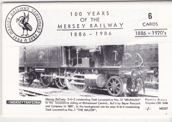 100 YEARS OF MERSEY RAILWAY, SET OF 6 POSTCARDS BY PAMLIN (ref 4005/19)