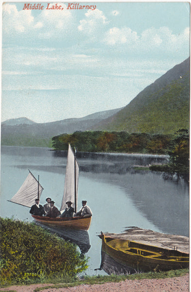 Old postcard of Middle Lake, Killarney, Co Kerry