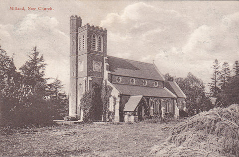 Old postcard of New Church, Milland, in Hampshire