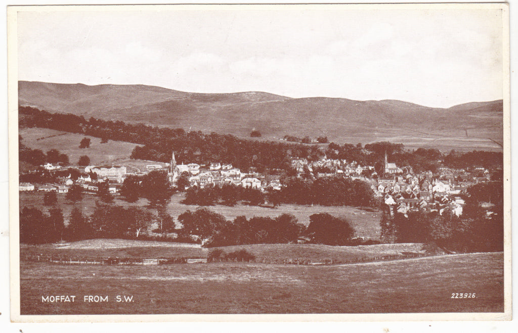 Moffat from the SW - old real photo postcard