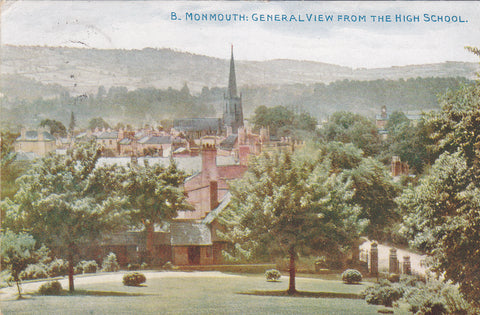 Old postcard showing Monmouth, General View from the High School