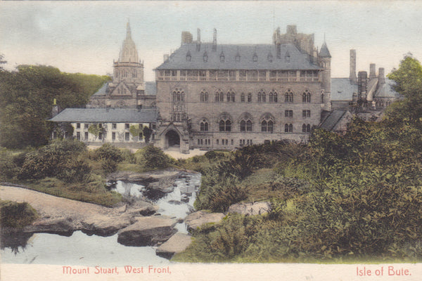 Old postcard of Mount Stuart, West Front, Isle of Bute old postcard