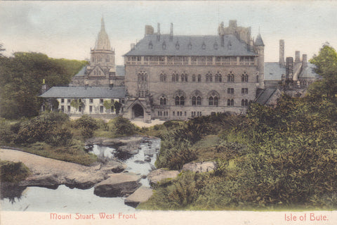 Old postcard of Mount Stuart, West Front, Isle of Bute old postcard