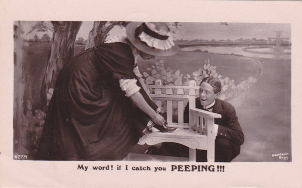 FOUR REAL PHOTO 'MY WORD' POSTCARDS POSTED 1908 (ref 1699)