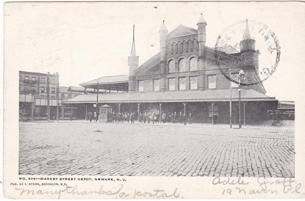 MARKET STREET DEPOT, NEWARK, N.J. - 1905 POSTCARD (ref 4843)