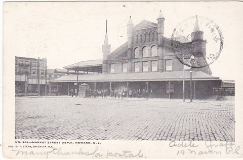 MARKET STREET DEPOT, NEWARK, N.J. - 1905 POSTCARD (ref 4843)