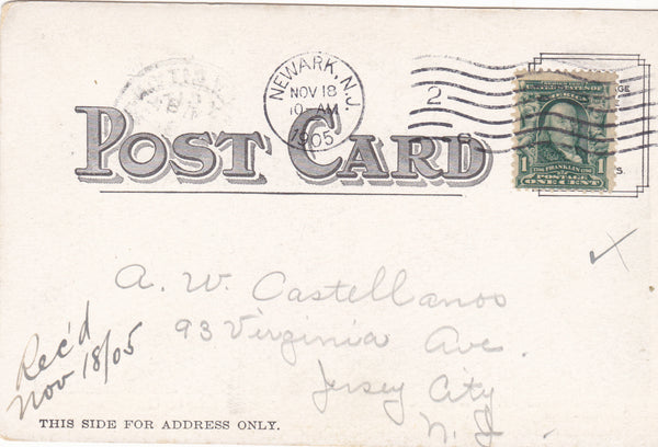 MARKET STREET DEPOT, NEWARK, N.J. - 1905 POSTCARD (ref 4843)