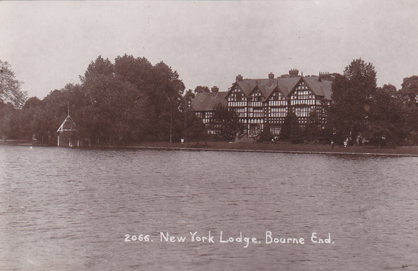 Old real photo postcard of New York Lodge, Bourne End in Buckinghamshire