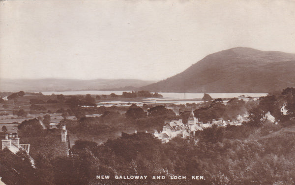 Old postcard of New Galloway and Loch Ken