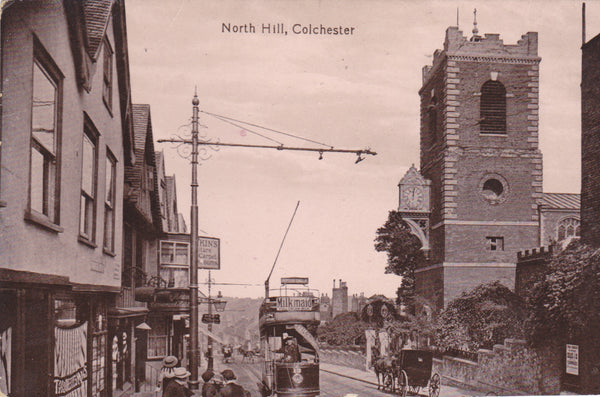 Old postcard of North Hill, Colchester