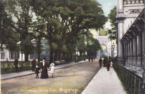 PAVILION GROUNDS & NORTH GATE, BRIGHTON - PRE 1918 POSTCARD