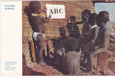 PLAYING SCHOOL - OLD POSTCARD