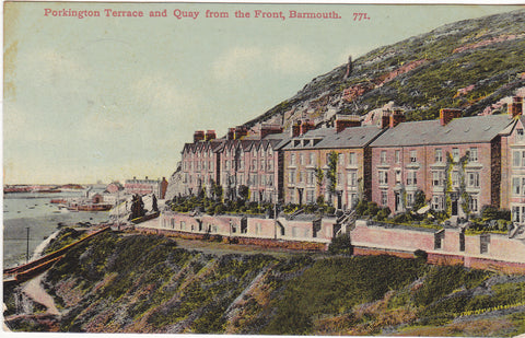 Old postcard of Porkington Terrace and Quay from the Front, Barmouth