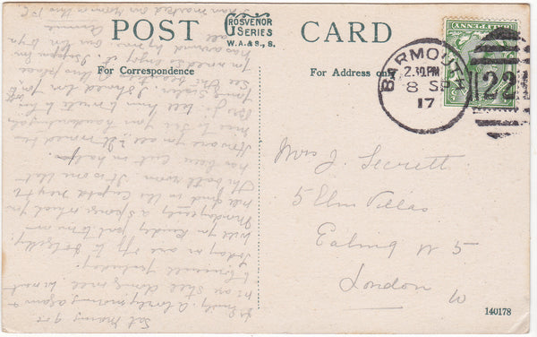 PORKINGTON TERRACE AND QUAY, BARMOUTH - 1917 POSTCARD (ref 1526/20/G7)
