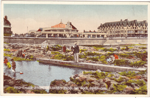 Old postcard of Promenade from Children's Paddling Pool, Porthcawl