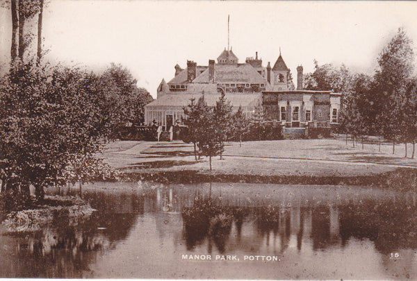Old real photo postcard of Manor Park, Potton in Bedfordshire