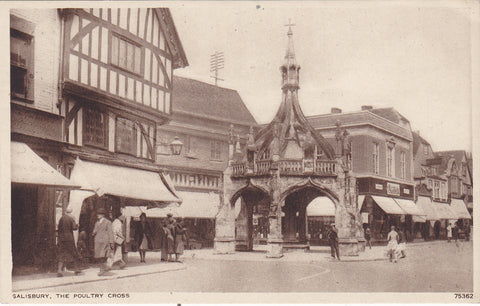 Old postcard of The Poultry Cross, Salisbury, Wiltshire