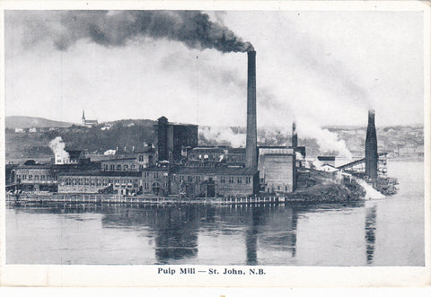 Old postcard of Pulp Mill, St John, N.B. Canada