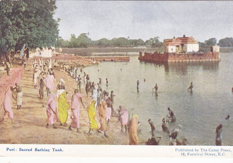 Old postcard of India -  Puri, Sacred Bathing Tank