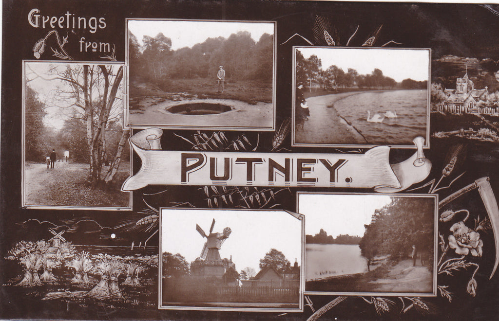 1909 real photo multiview postcard of Putney, London
