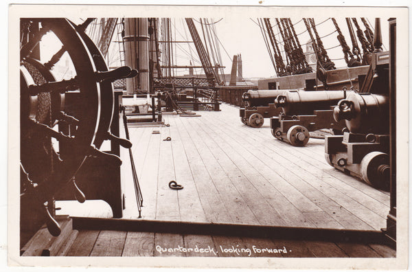 QUARTERDECK LOOKING FORWARD - REAL PHOTO POSTCARD (ref 3859)