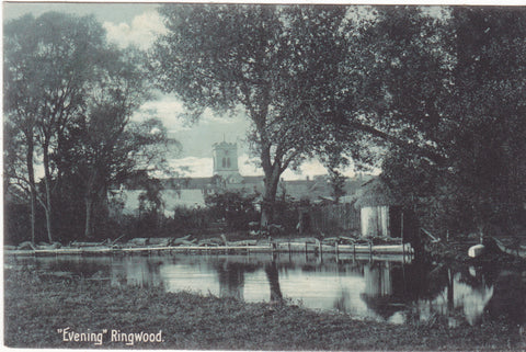Old evening scene postcard at Ringwood, Hampshire