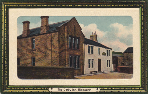 The Derby Inn, Rishworth, old embossed colour postcard