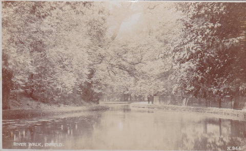 RIVER WALK, ENFIELD - 1911 REAL PHOTO POSTCARD