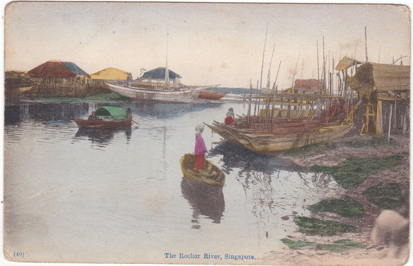 Old postcard of Rochor River, Singapore