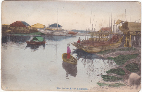 Old postcard of Rochor River, Singapore