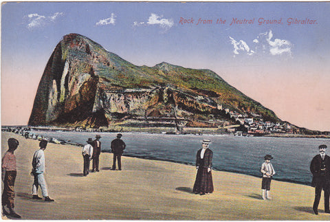 Old postcard of the Rock, from Neutral Ground, Gibraltar